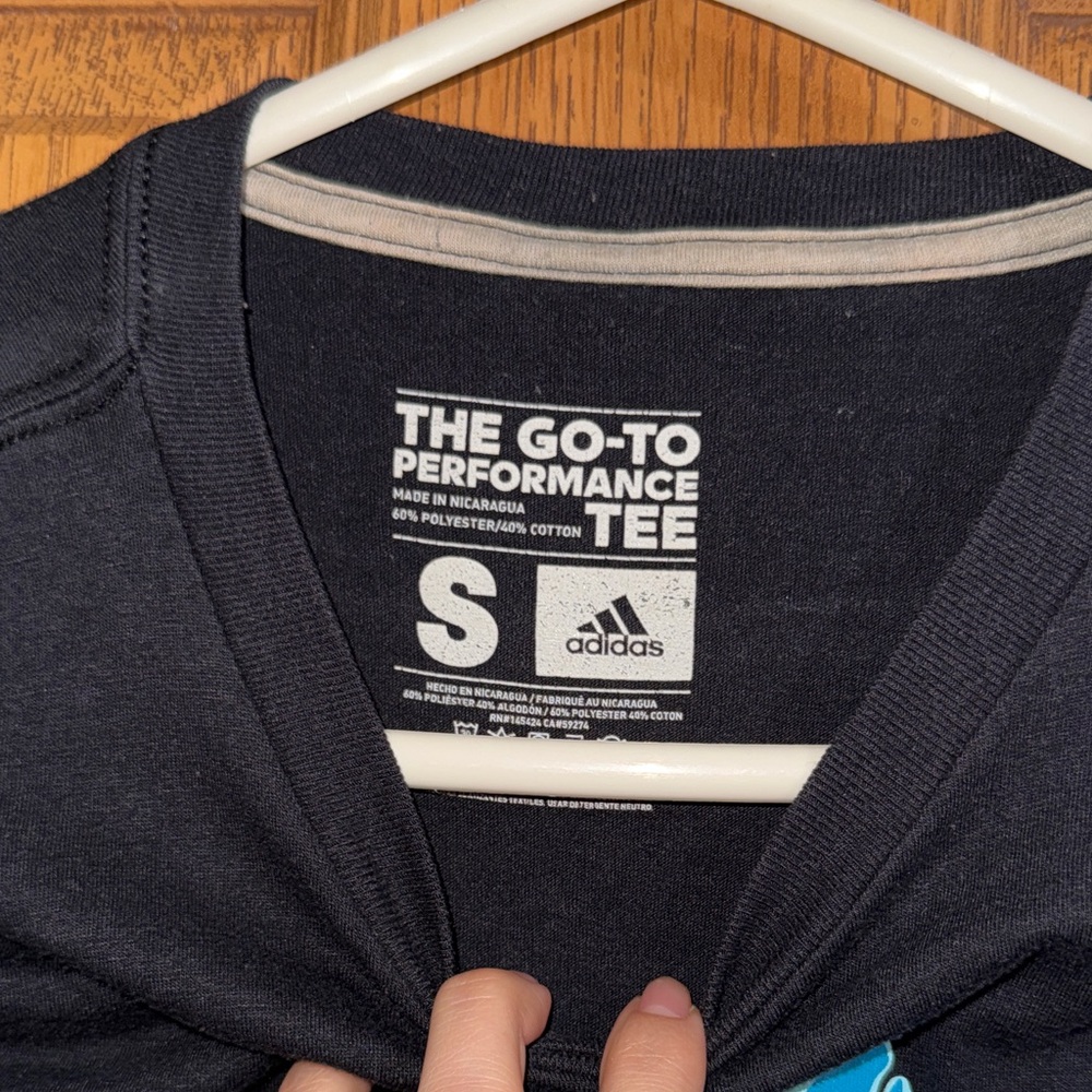 Adidas Men's Black Tee with Blue Graphic - Picture 2 of 2